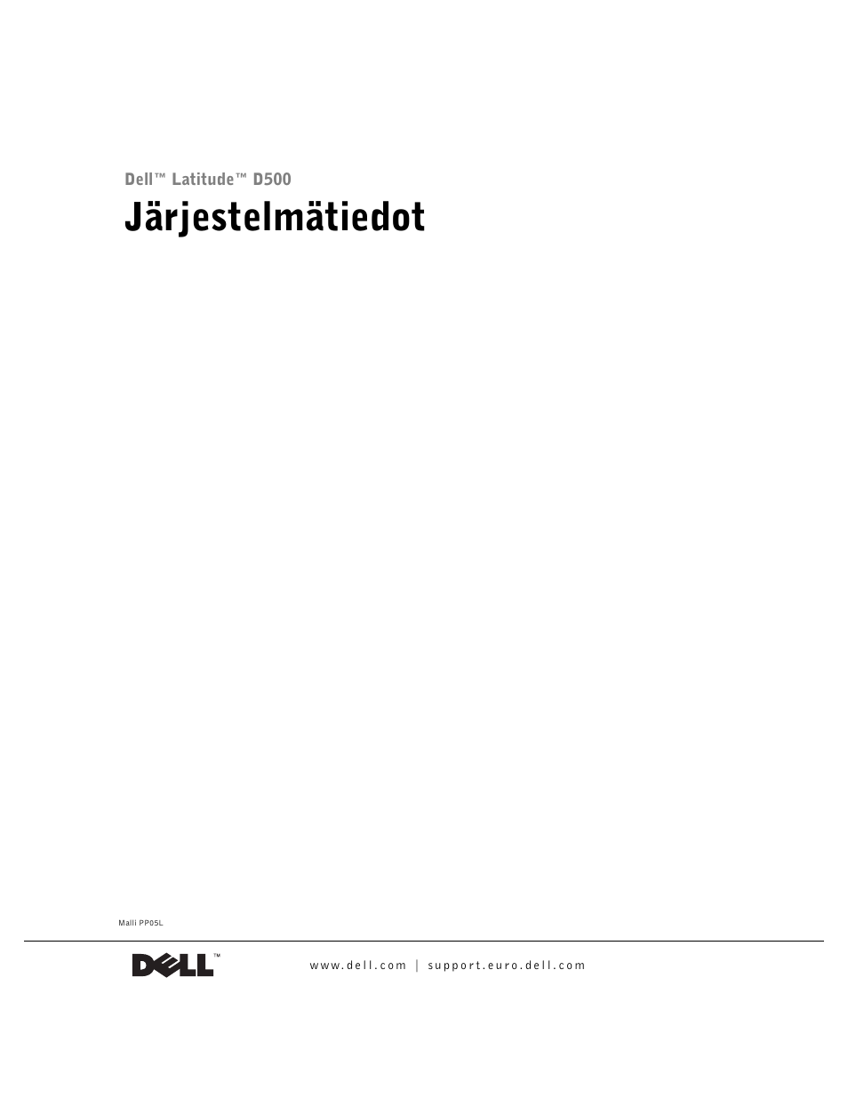 Järjestelmätiedot | Dell Latitude D500 User Manual | Page 81 / 352