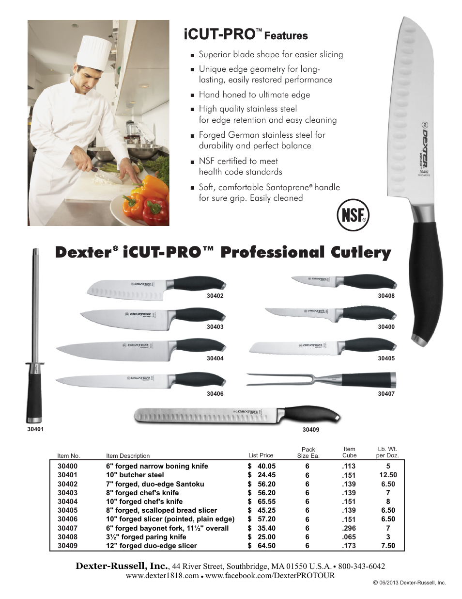 Dexter icut-pro™ professional cutlery, Icut-pro, Features | Dexter iCut-PRO Product Flyer User Manual | Page 2 / 2