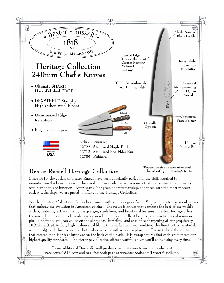 Dexter Heritage Product Flyer User Manual | 1 page