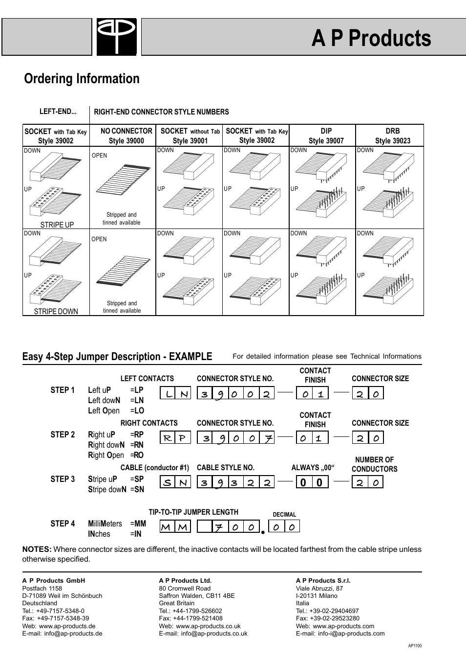 A p products, Ordering information, Easy 4-step jumper description - example | A P Products GREAT JUMPERS User Manual | Page 10 / 20