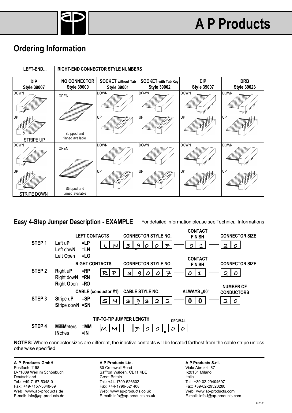 A p products, Ordering information, Easy 4-step jumper description - example | A P Products GREAT JUMPERS User Manual | Page 12 / 20
