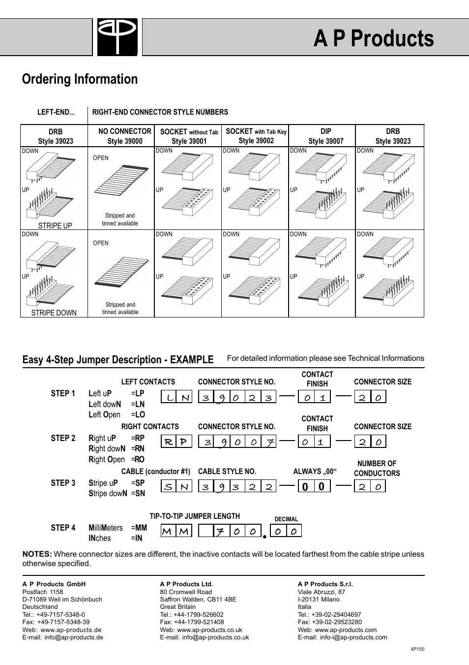 A p products, Ordering information, Easy 4-step jumper description - example | A P Products GREAT JUMPERS User Manual | Page 14 / 20