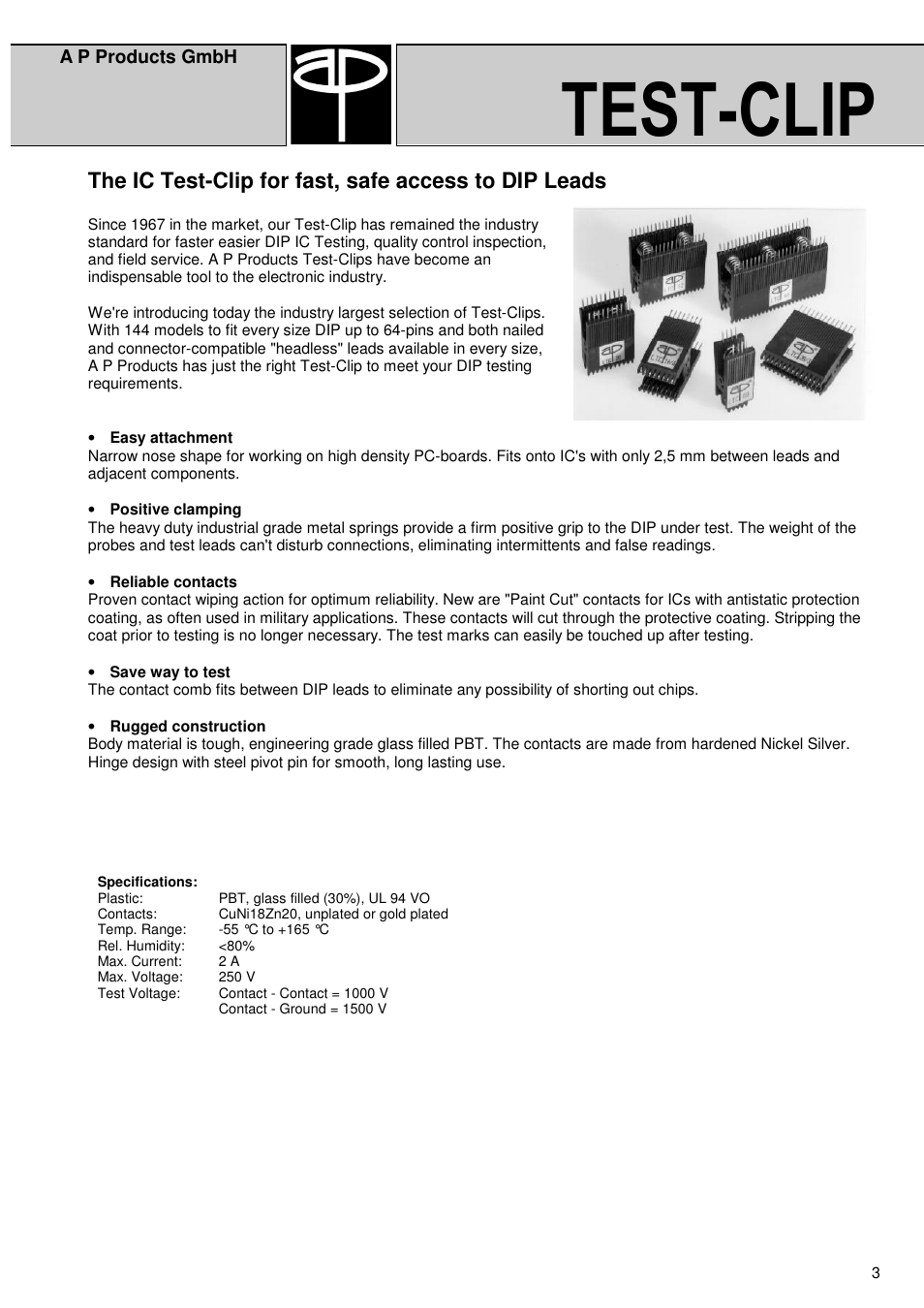 Test-clip | A P Products Test-Clip Special User Manual | Page 3 / 16