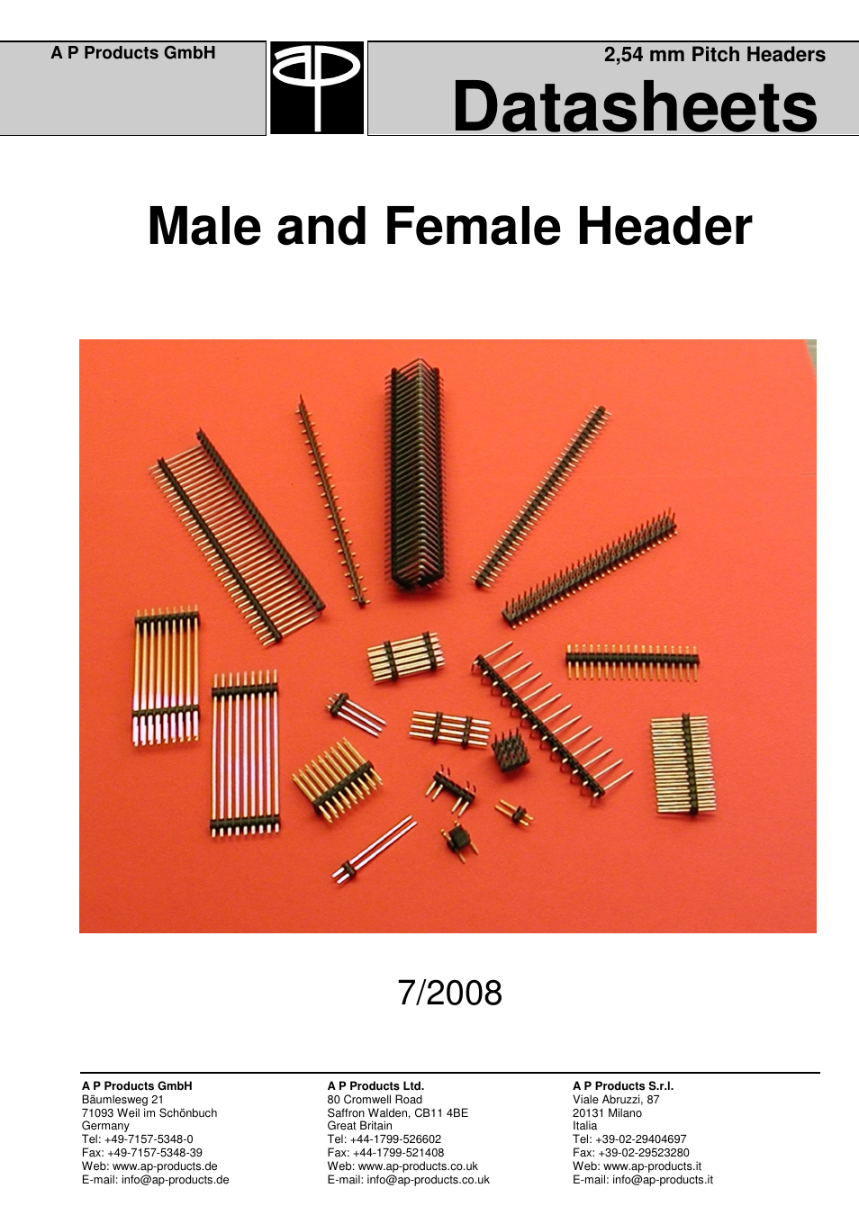 A P Products Male and Female Header User Manual | 43 pages