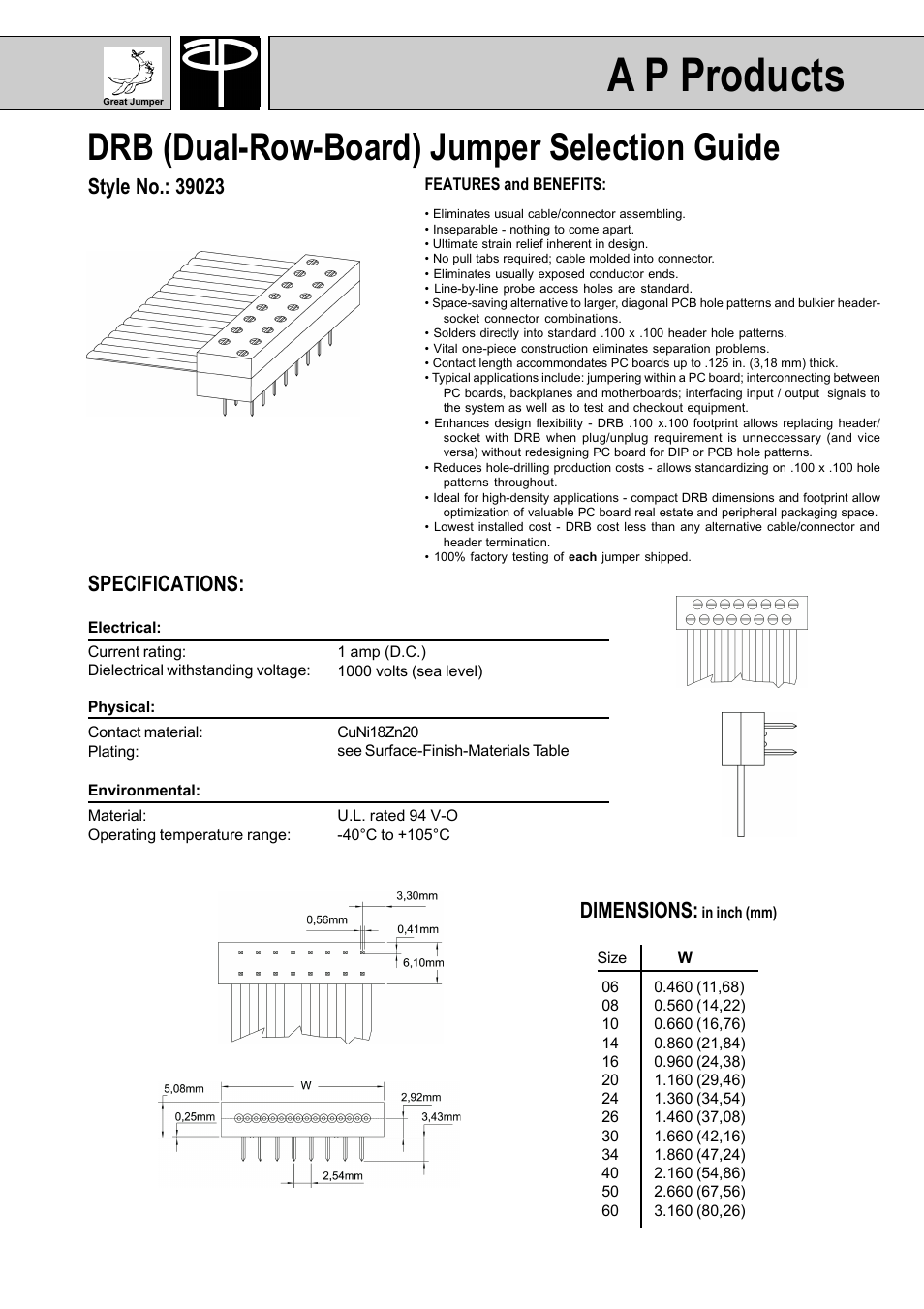 A P Products DRB (Dual-Row-Board) Jumper User Manual | 2 pages