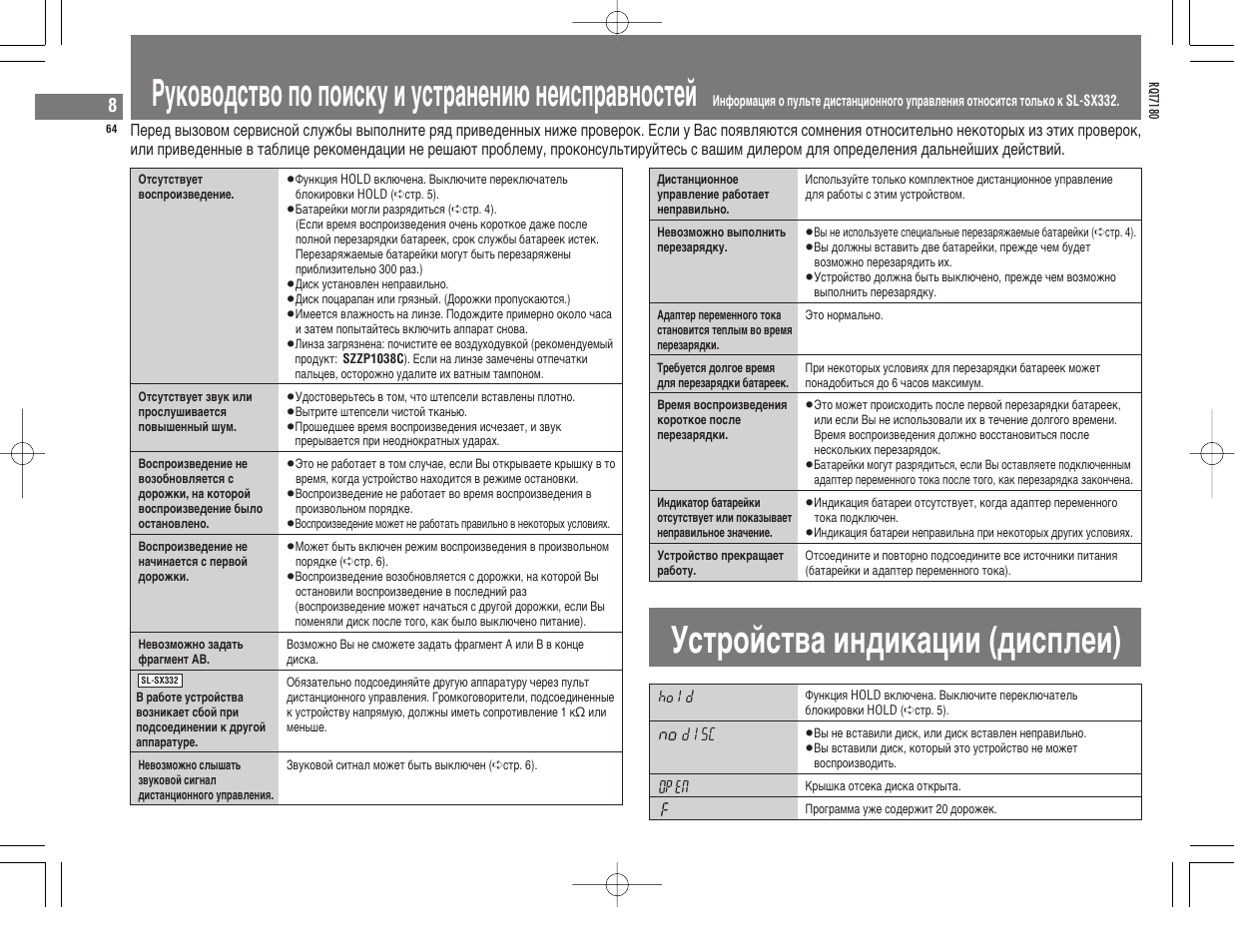 Panasonic SL SX 330 User Manual | Page 64 / 88