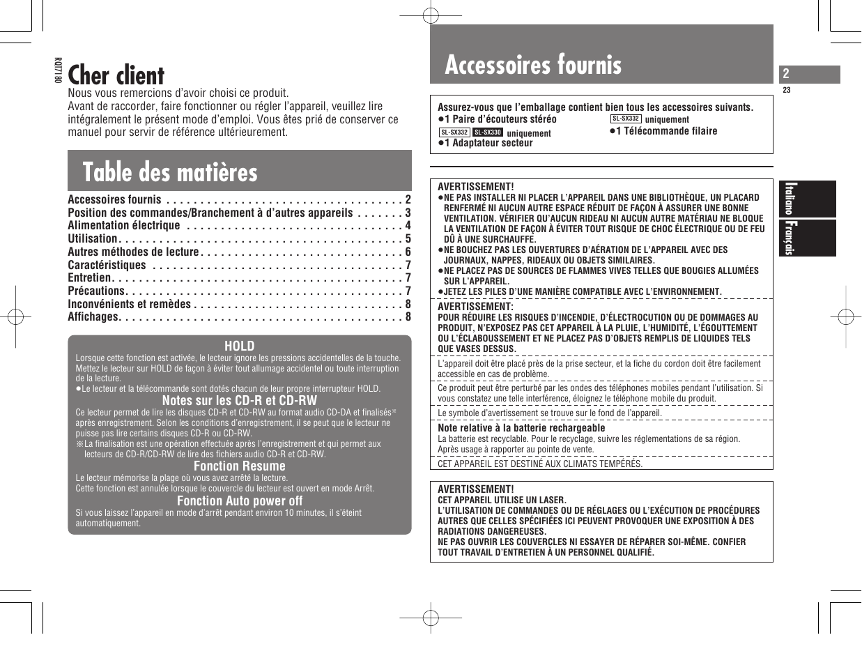 Panasonic SL SX 330 EG A User Manual | Page 23 / 88