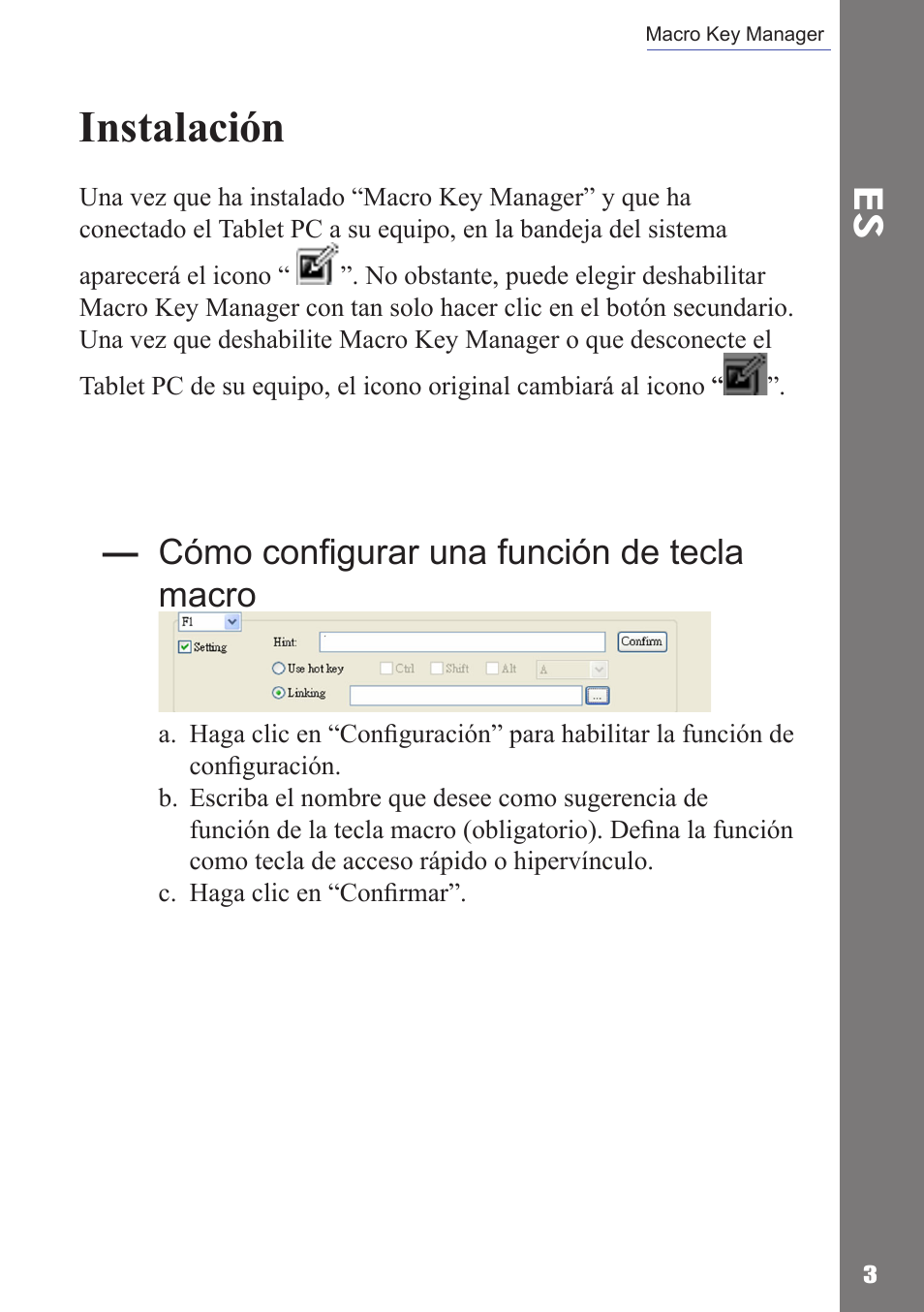 Instalación, Cómo configurar una función de tecla macro | Adesso Cybertablet Z12 Users Manual User Manual | Page 17 / 38