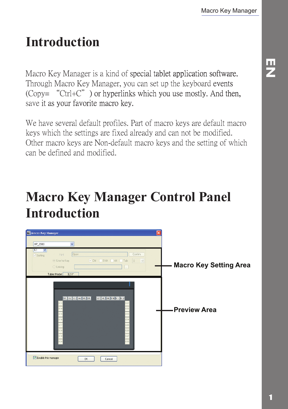 Introduction, Macro key manager control panel introduction | Adesso Cybertablet Z12 Users Manual User Manual | Page 3 / 38