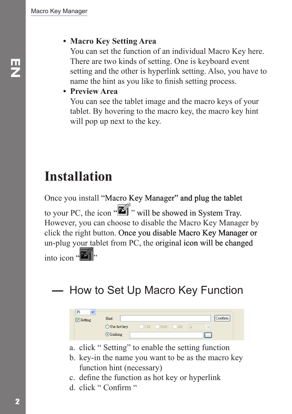 Installation, How to set up macro key function | Adesso Cybertablet Z12 Users Manual User Manual | Page 4 / 38