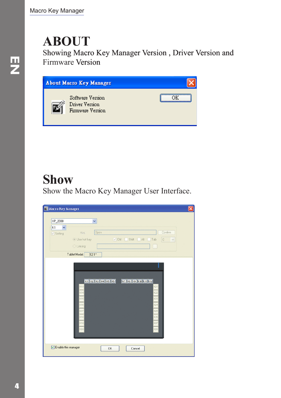 About, Show, Enable/ disable | Adesso Cybertablet Z12 Users Manual User Manual | Page 6 / 38