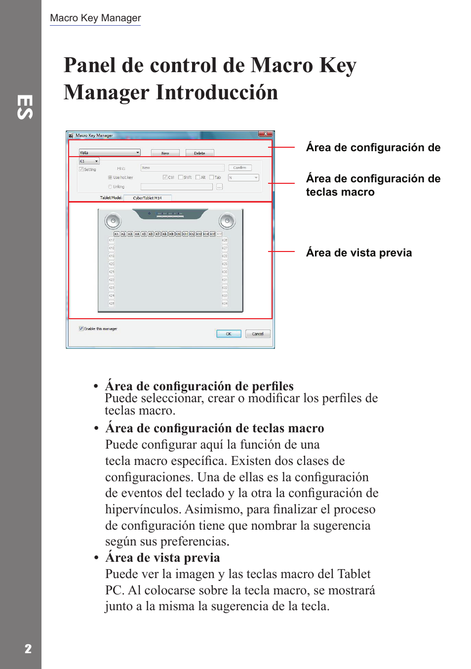 Panel de control de macro key manager introducción | Adesso Cybertablet M14 Users Manual User Manual | Page 15 / 36