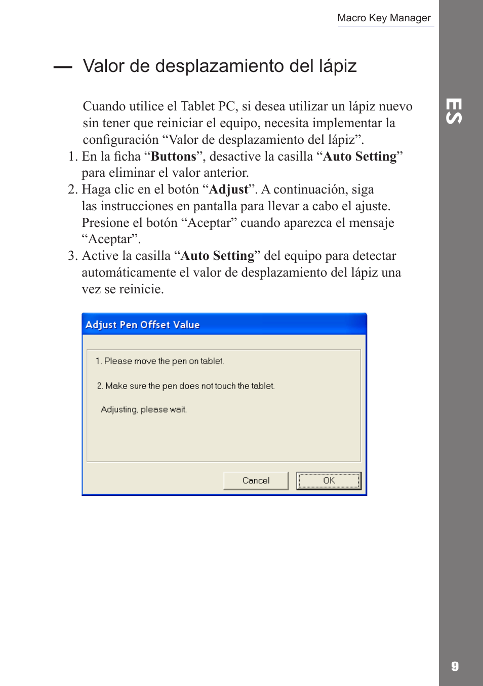 Valor de desplazamiento del lápiz | Adesso Cybertablet M14 Users Manual User Manual | Page 22 / 36