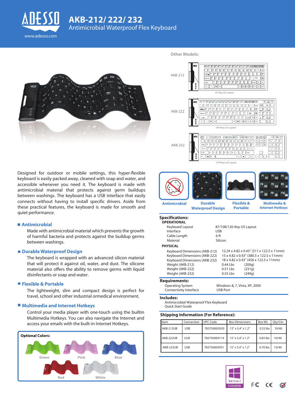 Adesso AKB-222UB User Manual | 1 page
