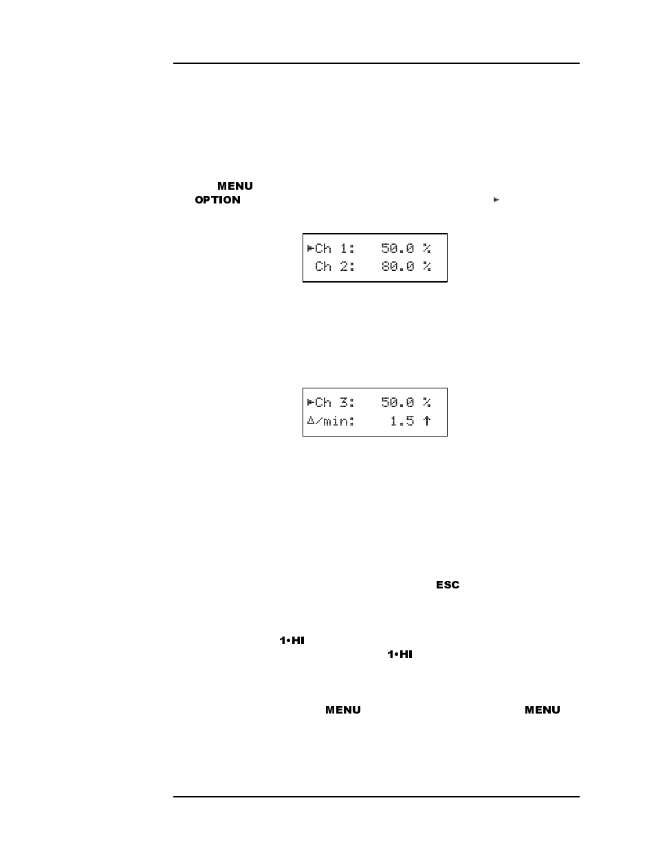 Menu, Option, 1•hi | American Magnetics 286 Multi-Sensor Liquid Level Instrument (CE-Marked) User Manual | Page 57 / 116