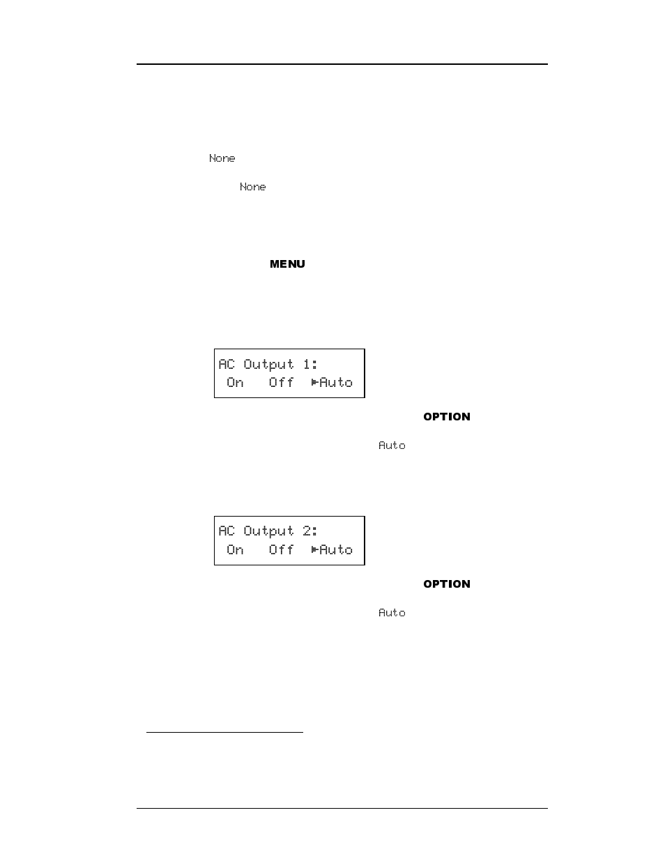 Menu, Option | American Magnetics 286 Multi-Sensor Liquid Level Instrument (CE-Marked) User Manual | Page 62 / 116