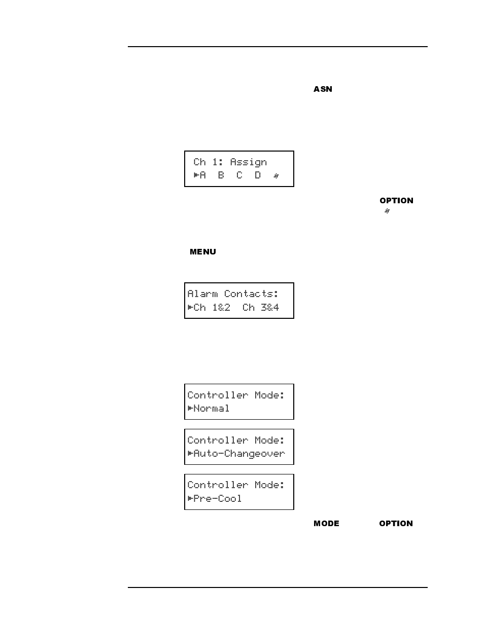 Option, Menu, Mode | American Magnetics 286 Multi-Sensor Liquid Level Instrument (CE-Marked) User Manual | Page 67 / 116