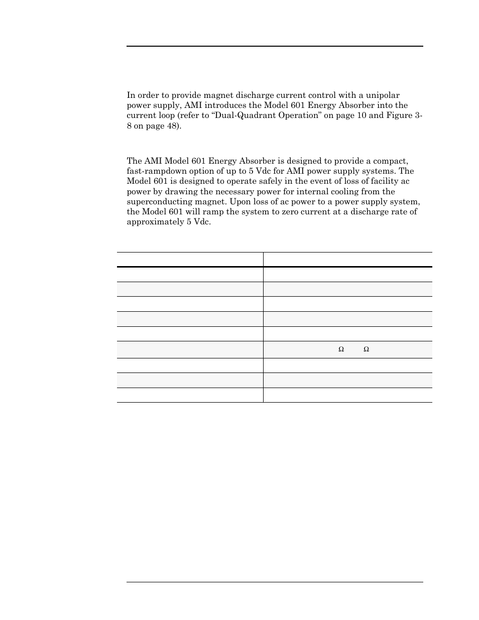 A.12 model 601 and energy absorption, A.12.1 model 601 specifications, Appendix | American Magnetics 05100PS-430-601 Integrated Power Supply System User Manual | Page 189 / 224