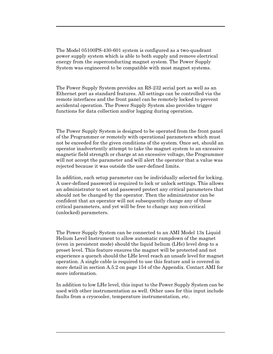 4 flexibility, 5 standard remote interfaces, 6 programmable safety features | 7 condition-based magnet auto-rampdown, Introduction | American Magnetics 05100PS-430-601 Integrated Power Supply System User Manual | Page 20 / 224