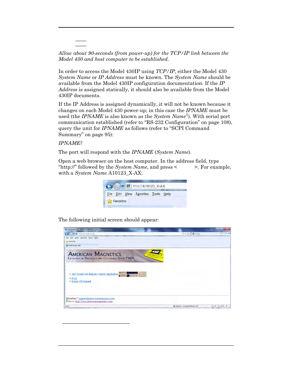 Figure a-12. http:// - system name entry, Appendix | American Magnetics 05100PS-430-601 Integrated Power Supply System User Manual | Page 214 / 224