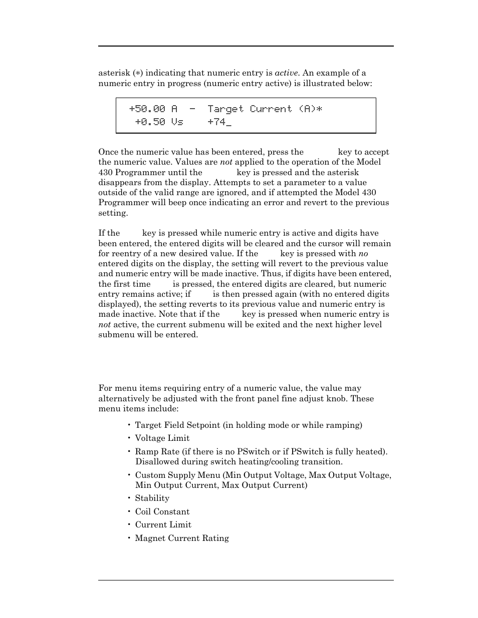 4 using fine adjust knob to adjust numeric values, Operation | American Magnetics 05100PS-430-601 Integrated Power Supply System User Manual | Page 46 / 224