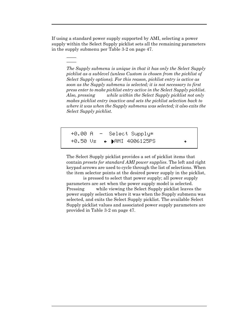 1 select supply picklist, Operation | American Magnetics 05100PS-430-601 Integrated Power Supply System User Manual | Page 64 / 224