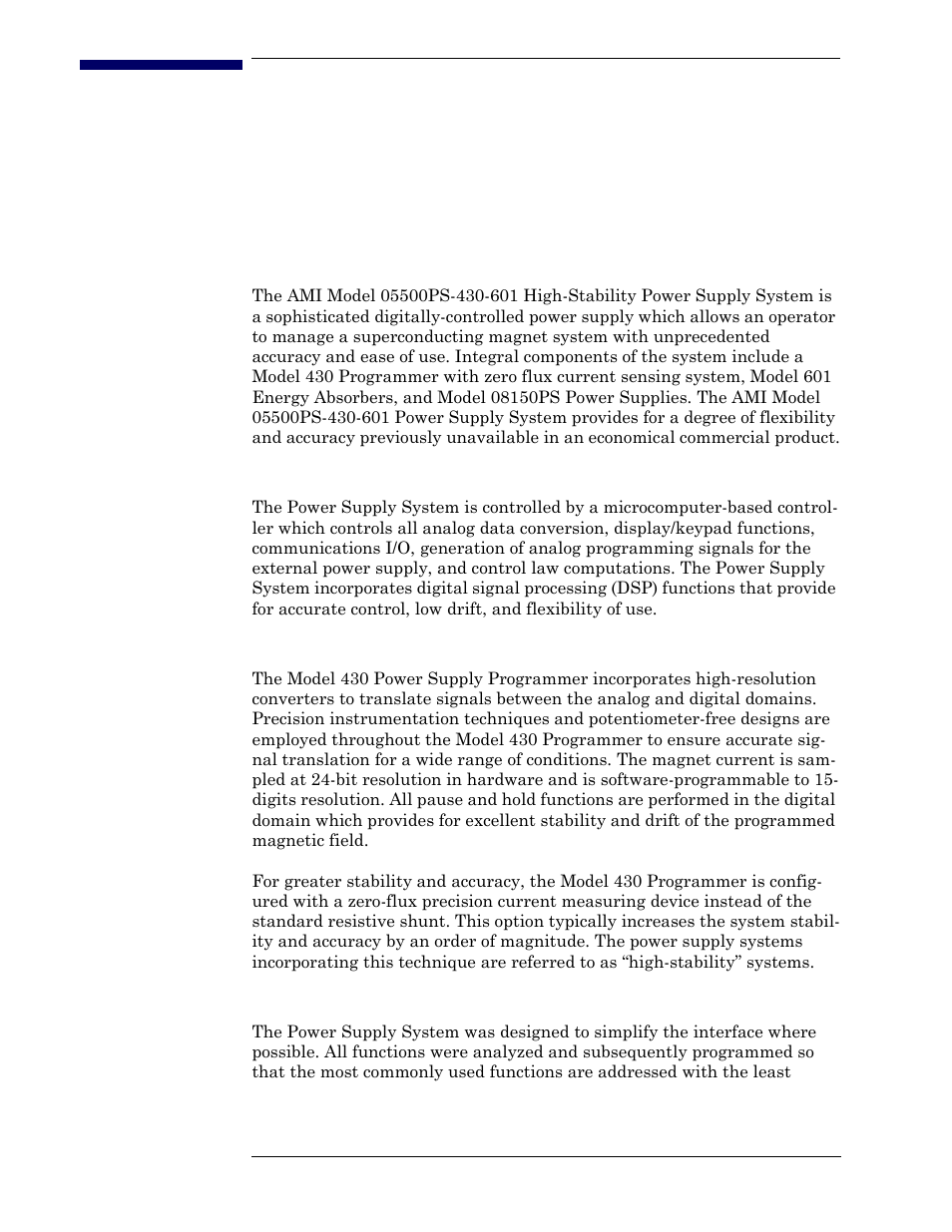 1 introduction, 1 digitally-controlled, 2 superior resolution and stability | 3 intuitive human-interface design, Introduction | American Magnetics 05500PS-430-601 High Stability Integrated Power Supply System User Manual | Page 19 / 228