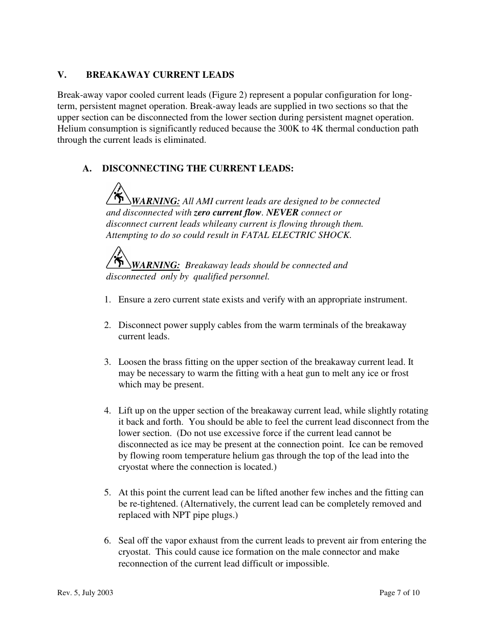 American Magnetics Current Leads for Cryogenic Systems Manual User Manual | Page 7 / 10