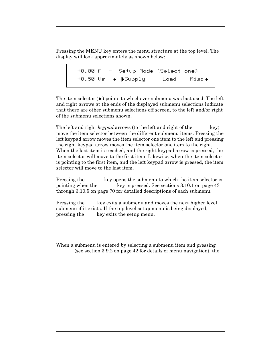 2 menu navigation, 10 setup submenu descriptions, D 3.10 | Operation | American Magnetics 4Q06250PS-430 Integrated Power Supply System User Manual | Page 60 / 216