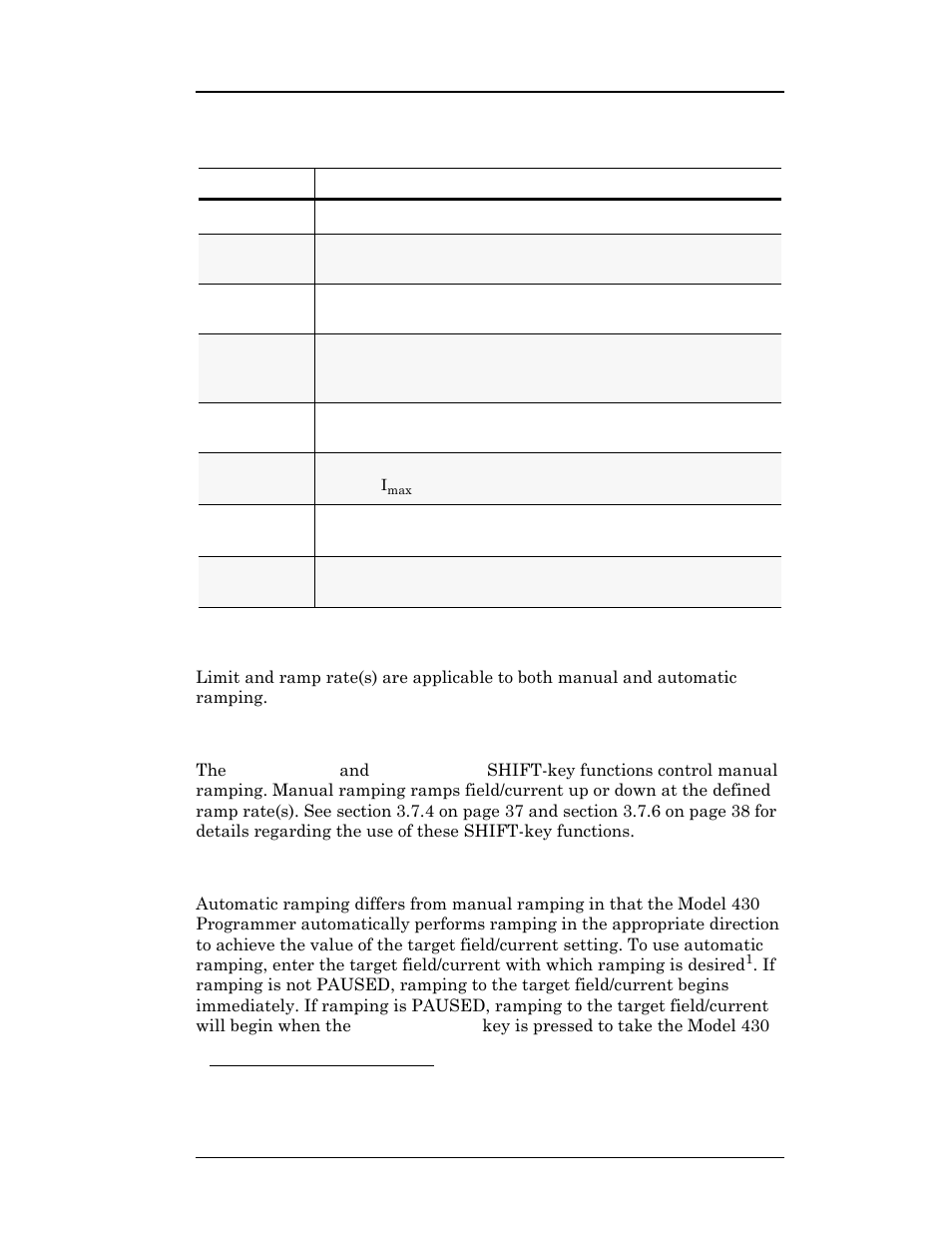 Table 3-6. ramp modes and descriptions, 2 manual ramping, 3 automatic ramping | Table 3-6, Ramp modes and descriptions, E 3-6, Operation | American Magnetics 4Q06250PS-430 Integrated Power Supply System User Manual | Page 94 / 216