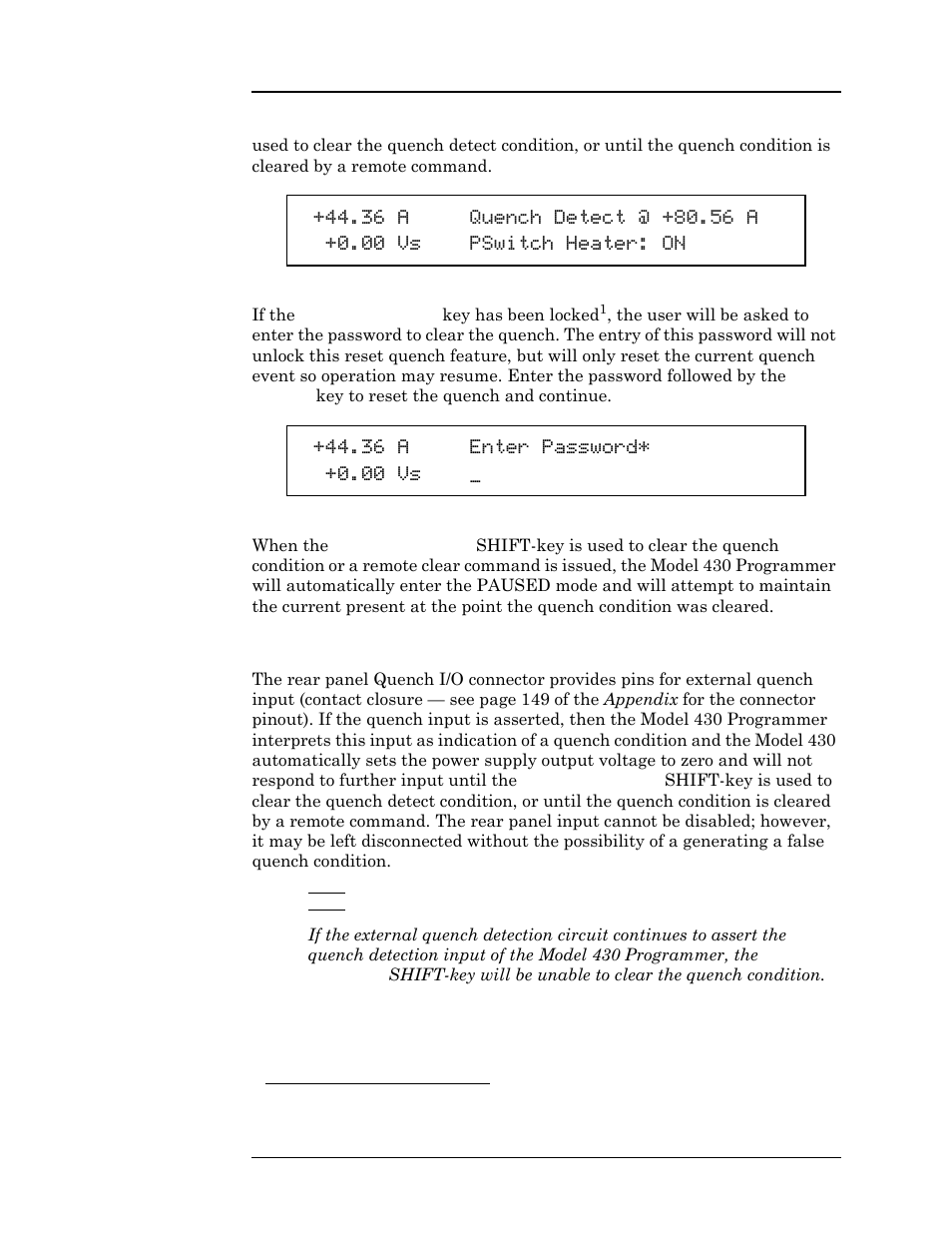 1 external quench detection, Operation | American Magnetics 4Q12125PS-430 Integrated Power Supply System User Manual | Page 105 / 216