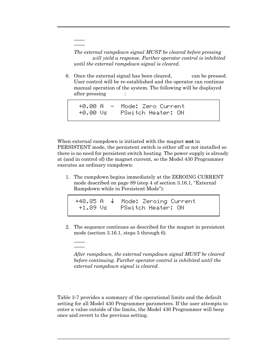 2 external rampdown while not in persistent mode | American Magnetics 4Q12125PS-430 Integrated Power Supply System User Manual | Page 108 / 216