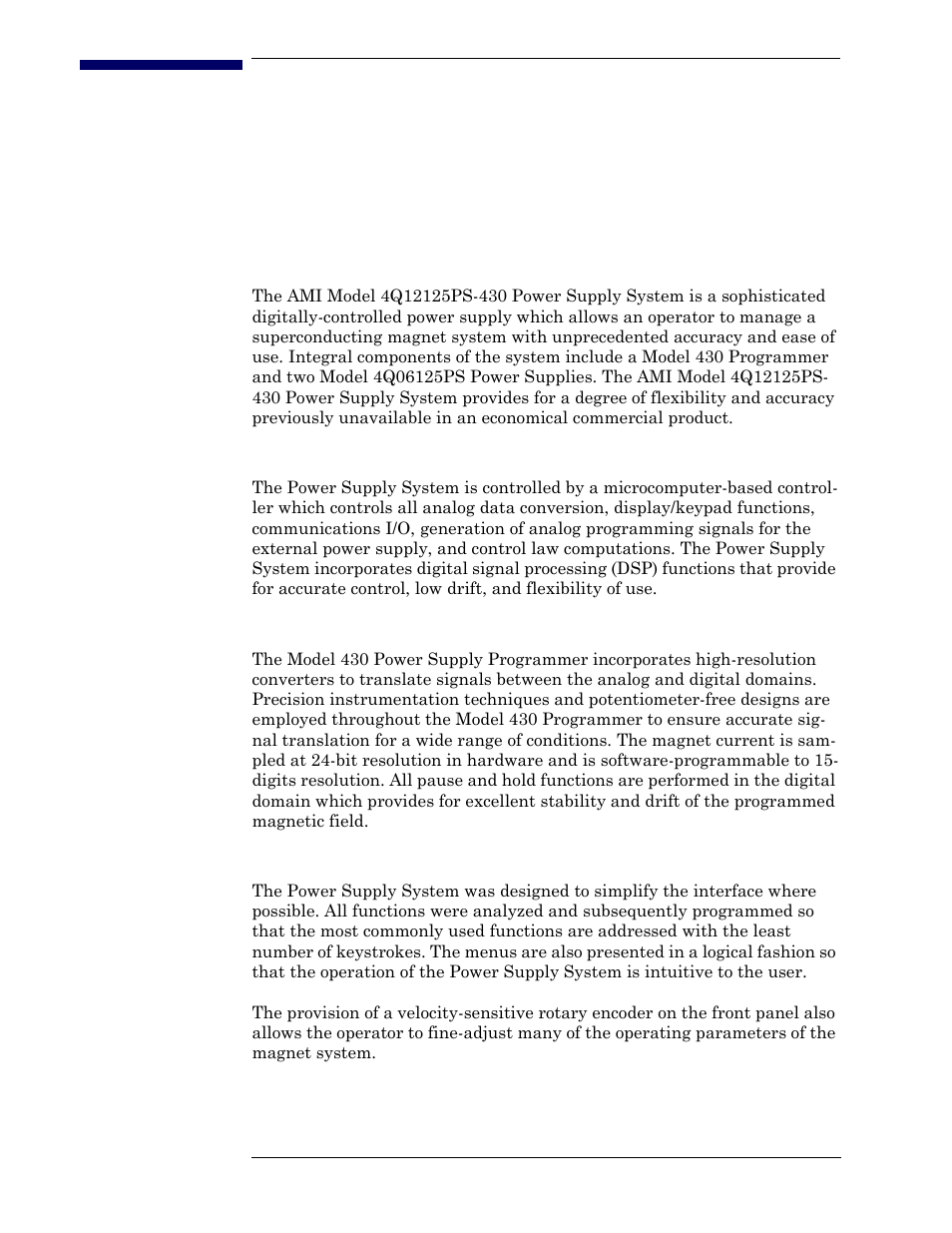 1 introduction, 1 digitally-controlled, 2 superior resolution and stability | 3 intuitive human-interface design, Introduction | American Magnetics 4Q12125PS-430 Integrated Power Supply System User Manual | Page 19 / 216