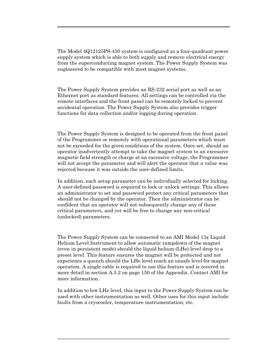4 flexibility, 5 standard remote interfaces, 6 programmable safety features | 7 condition-based magnet auto-rampdown, Introduction | American Magnetics 4Q12125PS-430 Integrated Power Supply System User Manual | Page 20 / 216