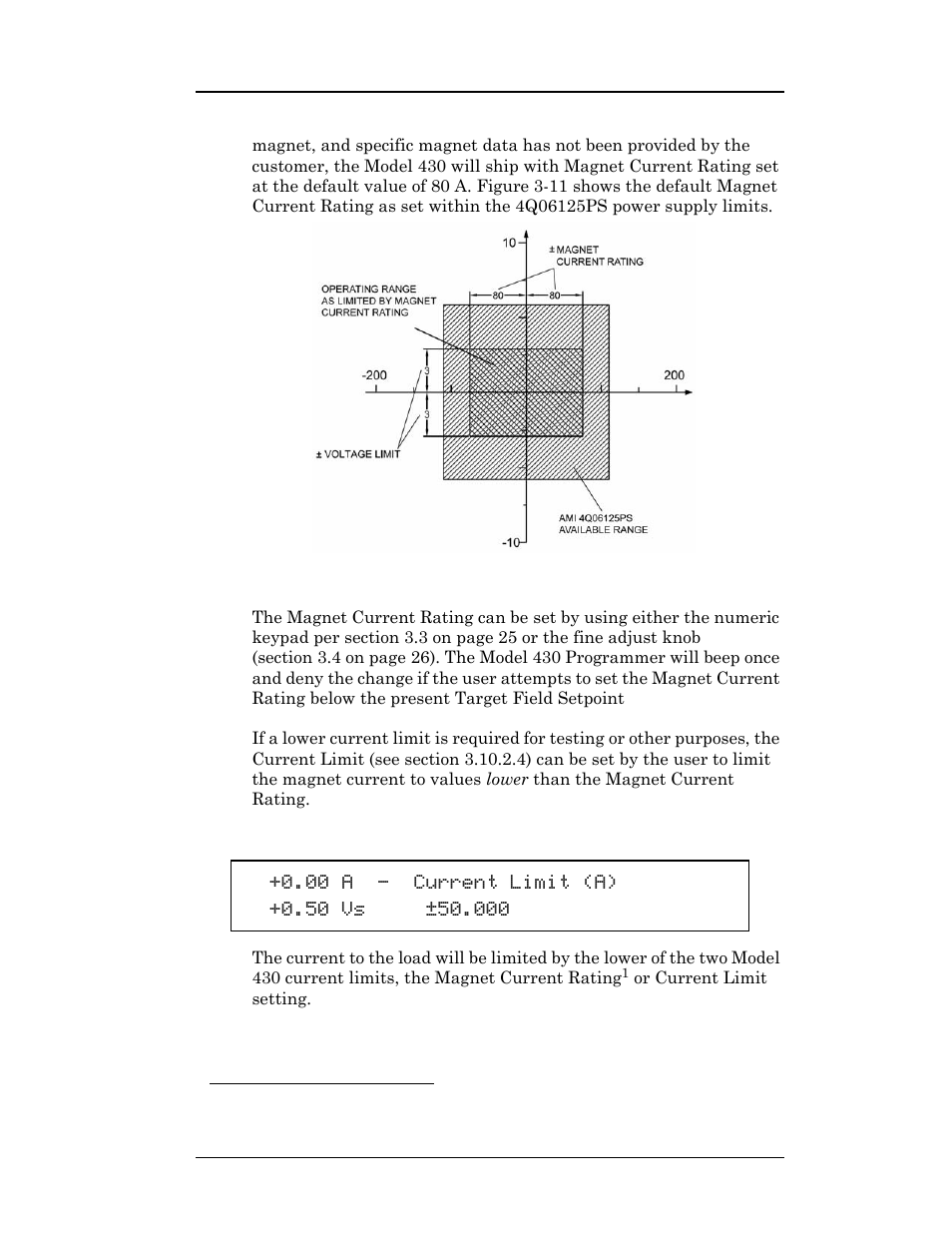 4 current limit, Operation | American Magnetics 4Q12125PS-430 Integrated Power Supply System User Manual | Page 70 / 216