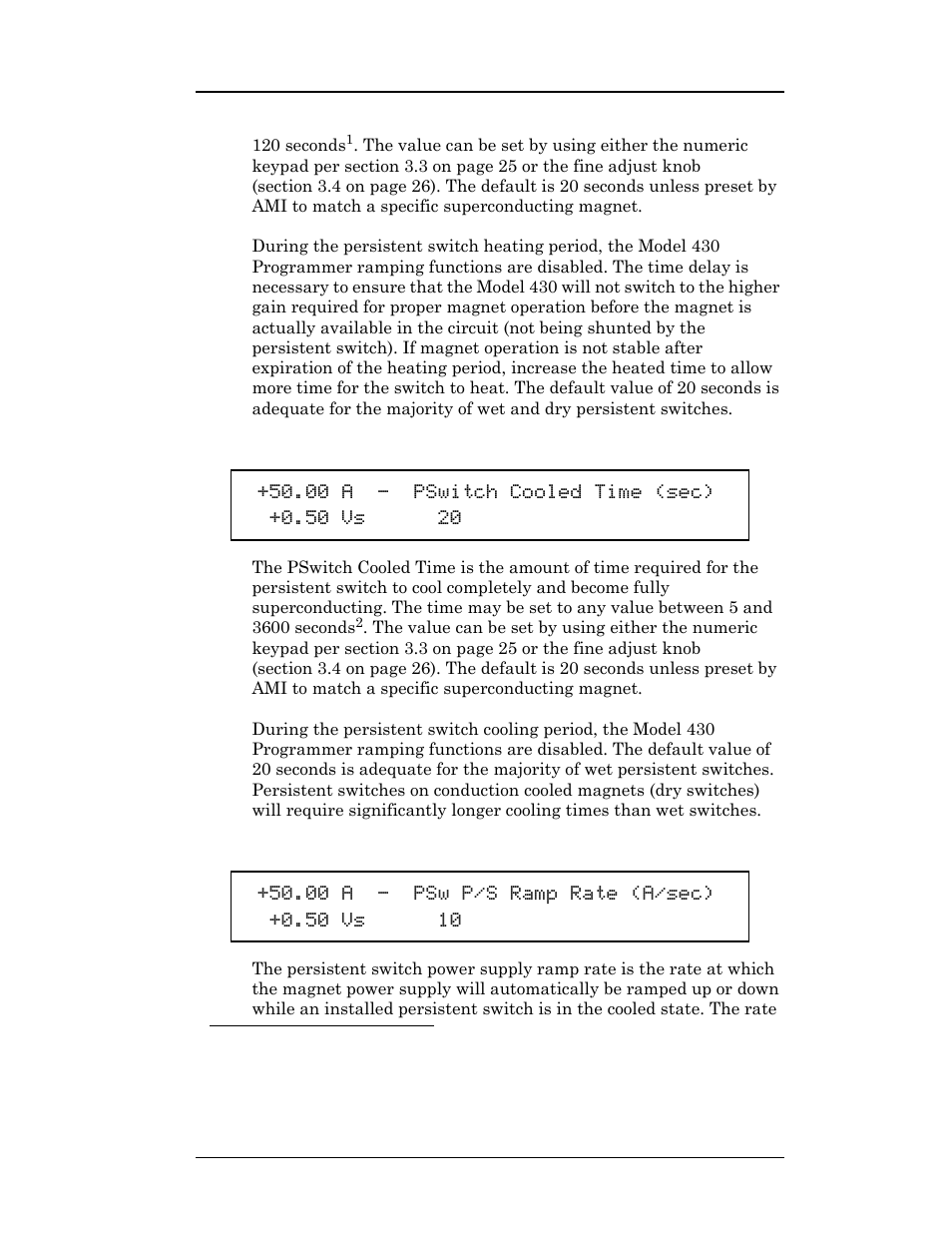 10 pswitch cooled time, 11 pswitch power supply ramp rate, Operation | American Magnetics 4Q12125PS-430 Integrated Power Supply System User Manual | Page 74 / 216