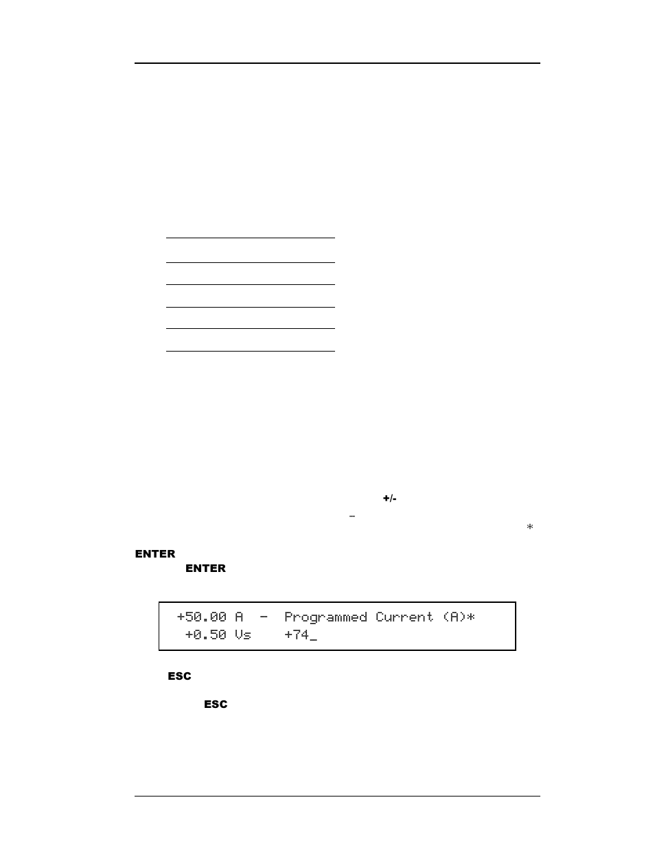 Table 3-1. description of ramping mode characters, 1 entering numerical values, Entering numerical values | Table 3-1, Description of ramping mode characters, Operation, 3urjudpphg &xuuhqw $  9v b | American Magnetics 420 Power Supply Programmer User Manual | Page 56 / 134