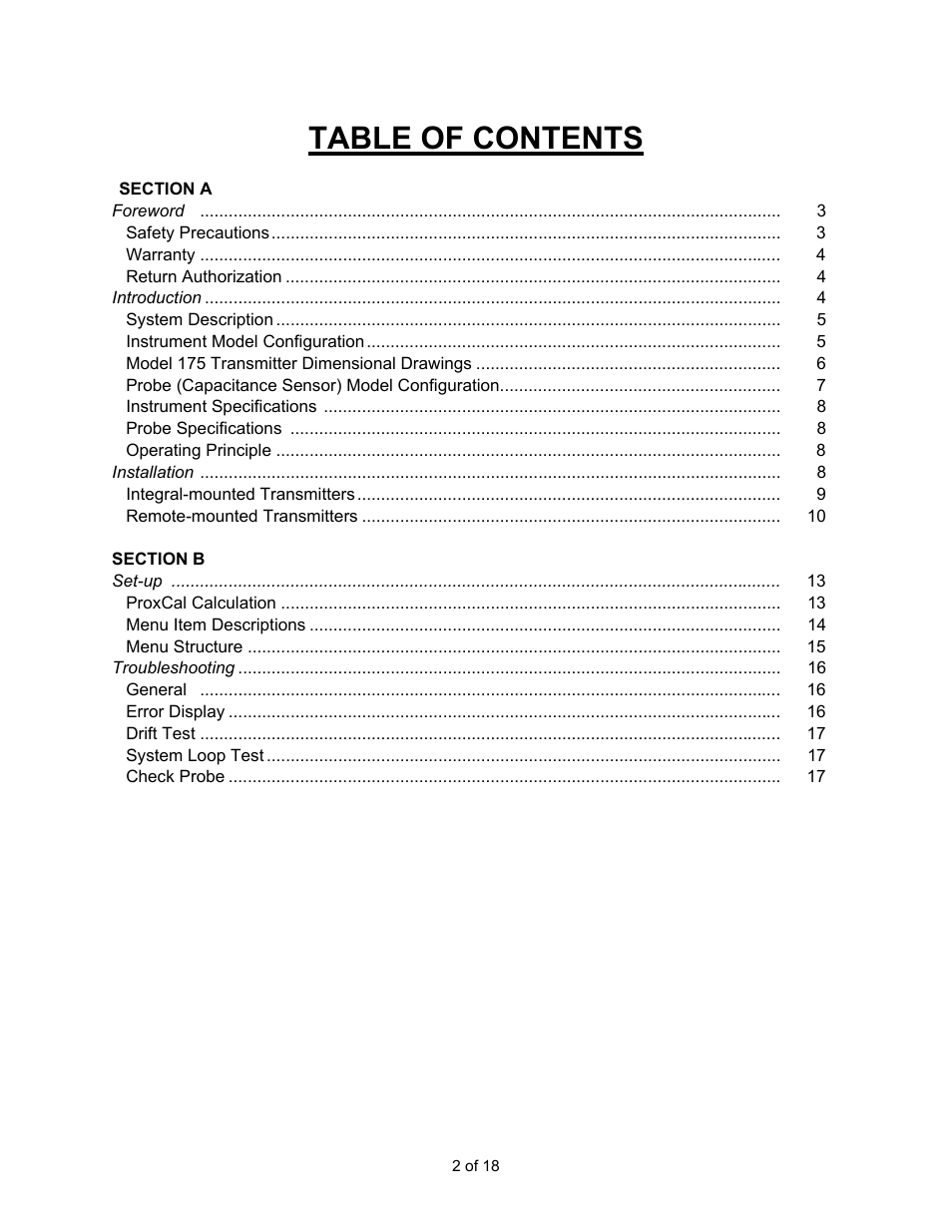 American Magnetics 175 Industrial Level Transmitter (CE-Marked) User Manual | Page 2 / 18