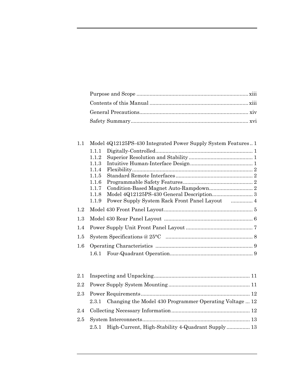 American Magnetics 4Q12125PS-430 High Stability Integrated Power Supply System User Manual | Page 3 / 216