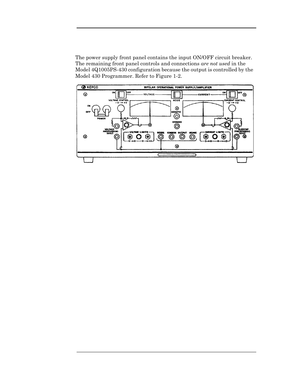 4 power supply unit front panel layout, Figure 1-2. model 4q1005ps front panel, Figure 1-2 model 4q1005ps front panel | Introduction | American Magnetics 4Q1005PS-430 Integrated Power Supply System User Manual | Page 25 / 214