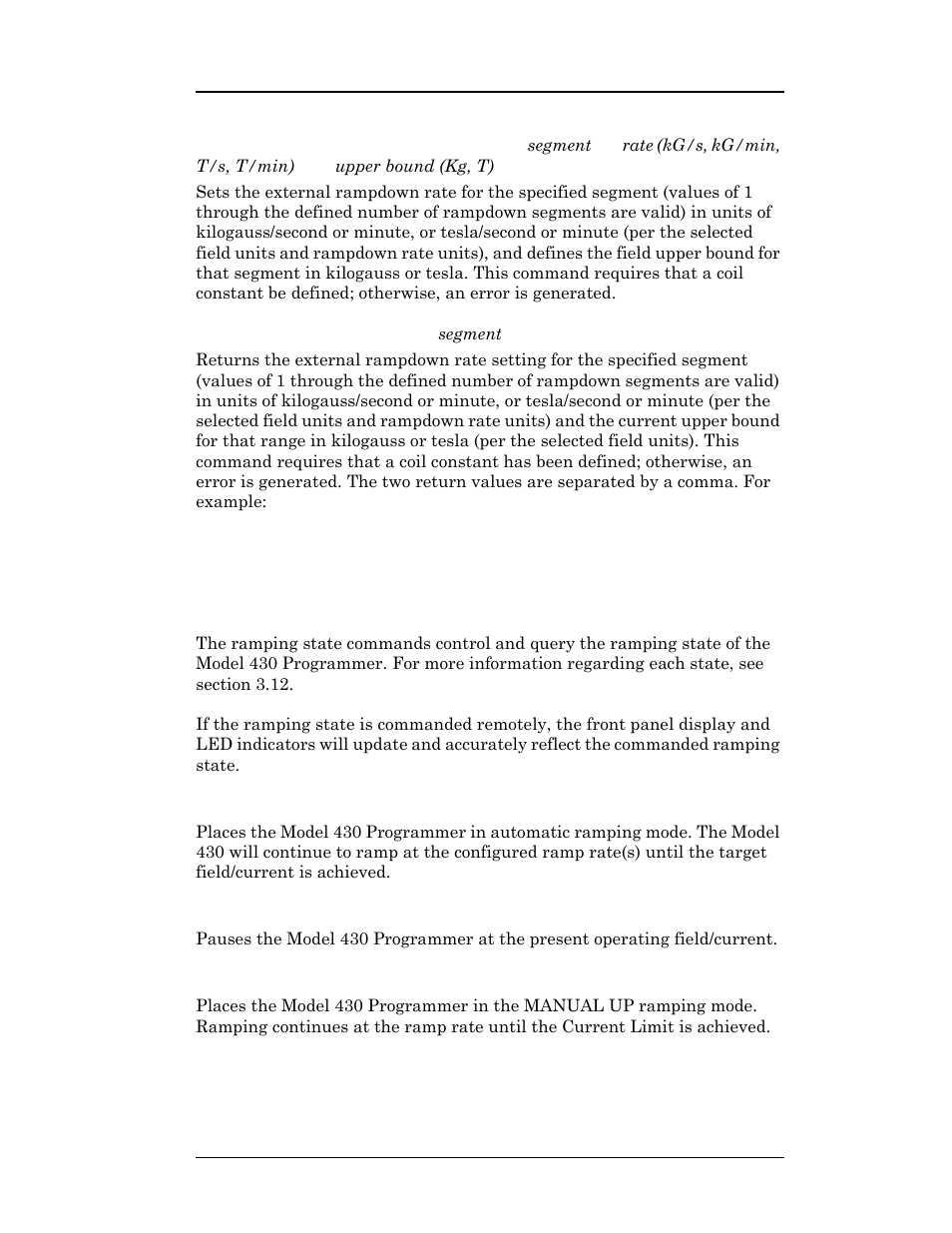 6 ramping state commands and queries, Remote interface reference | American Magnetics 4Q1010PS-430 Integrated Power Supply System User Manual | Page 142 / 214