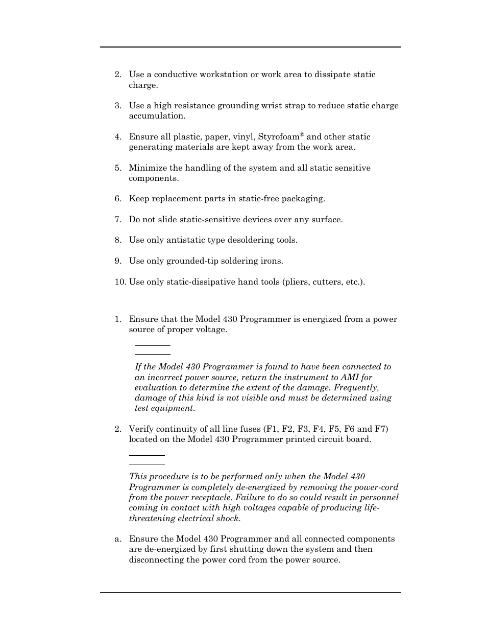 2 the model 430 does not appear to be energized, Service | American Magnetics 4Q1010PS-430 Integrated Power Supply System User Manual | Page 154 / 214