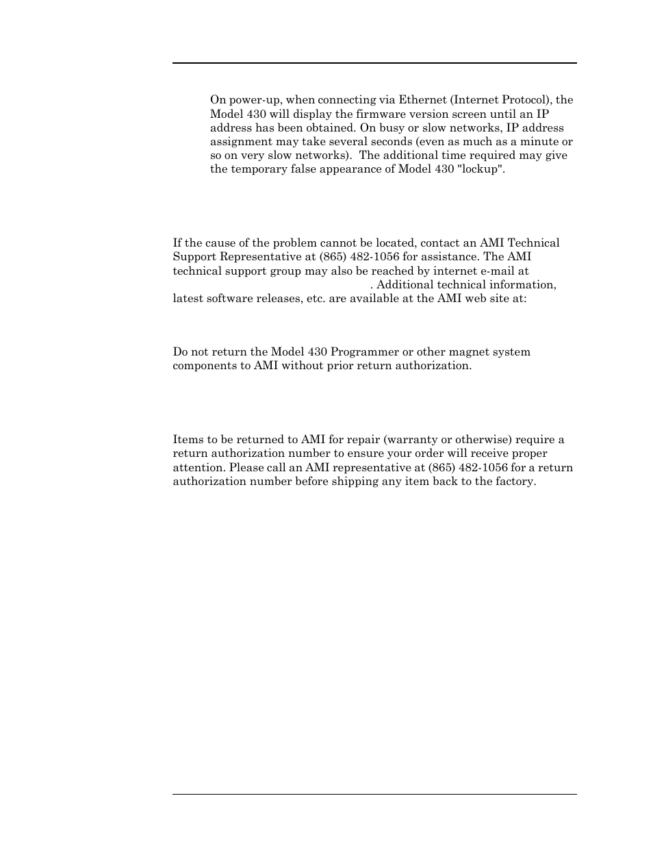 3 additional technical support, 4 return authorization, Service | American Magnetics 4Q1010PS-430 Integrated Power Supply System User Manual | Page 161 / 214