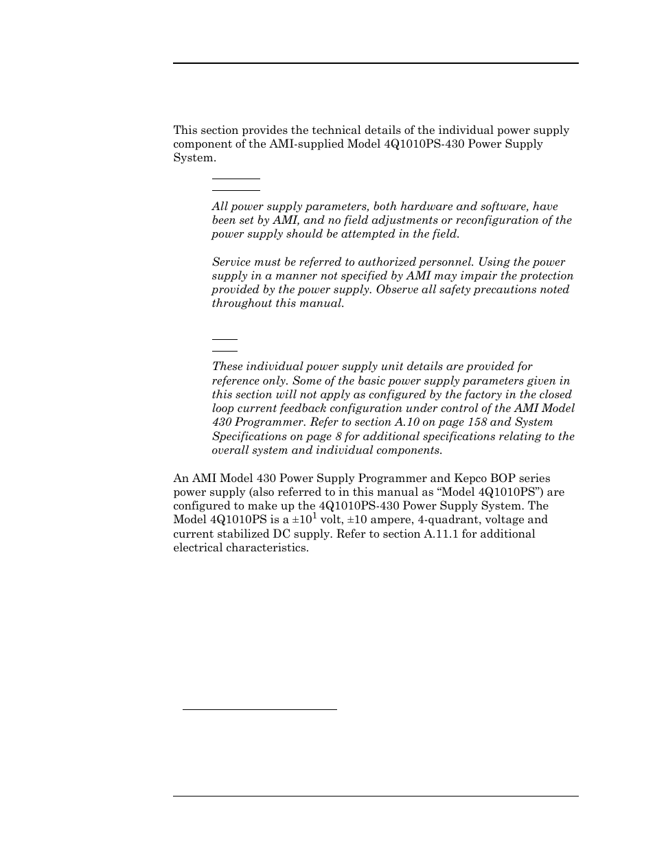 A.11 power supply details, Appendix | American Magnetics 4Q1010PS-430 Integrated Power Supply System User Manual | Page 179 / 214