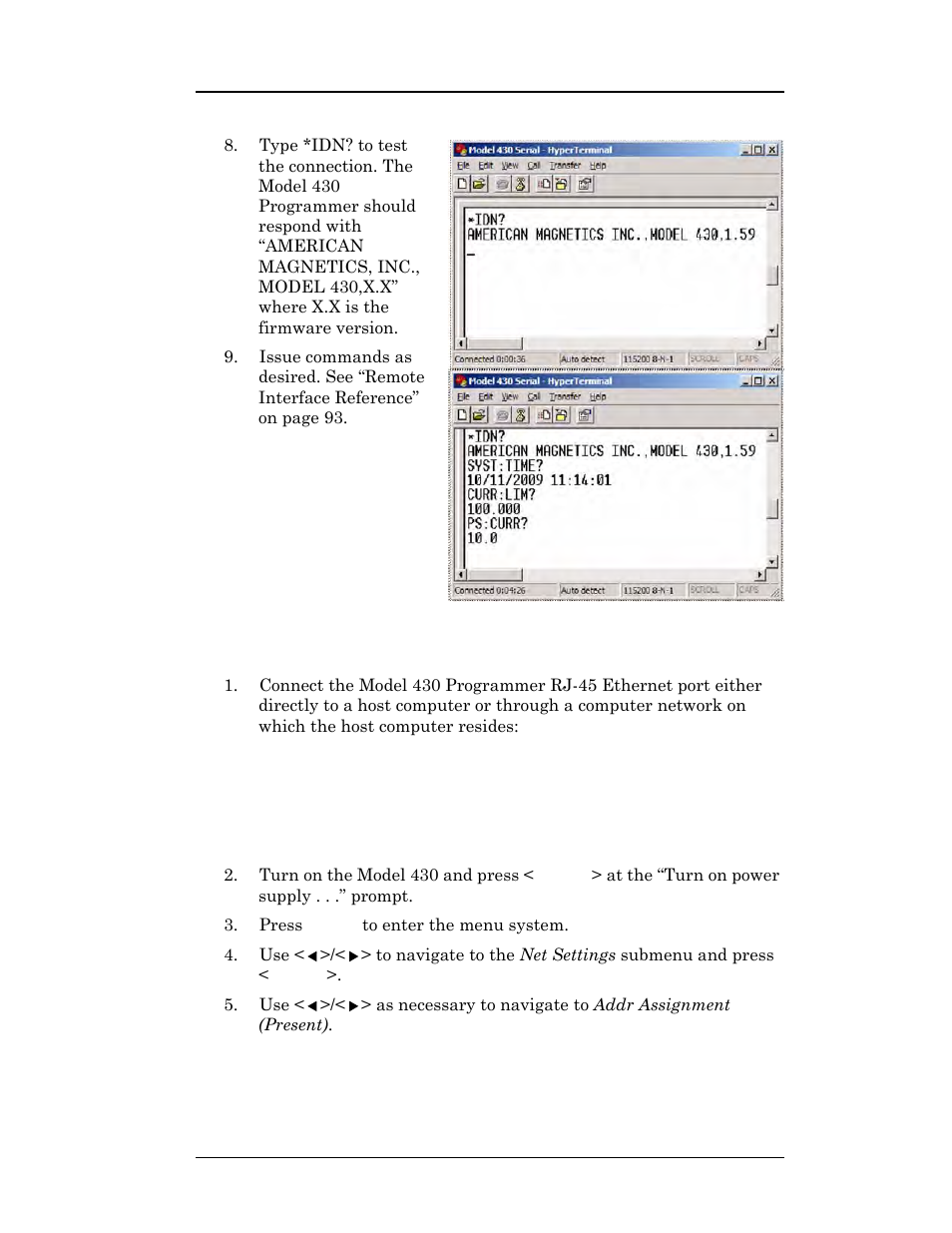 A.12.2 communication via ethernet, Appendix | American Magnetics 4Q1010PS-430 Integrated Power Supply System User Manual | Page 186 / 214
