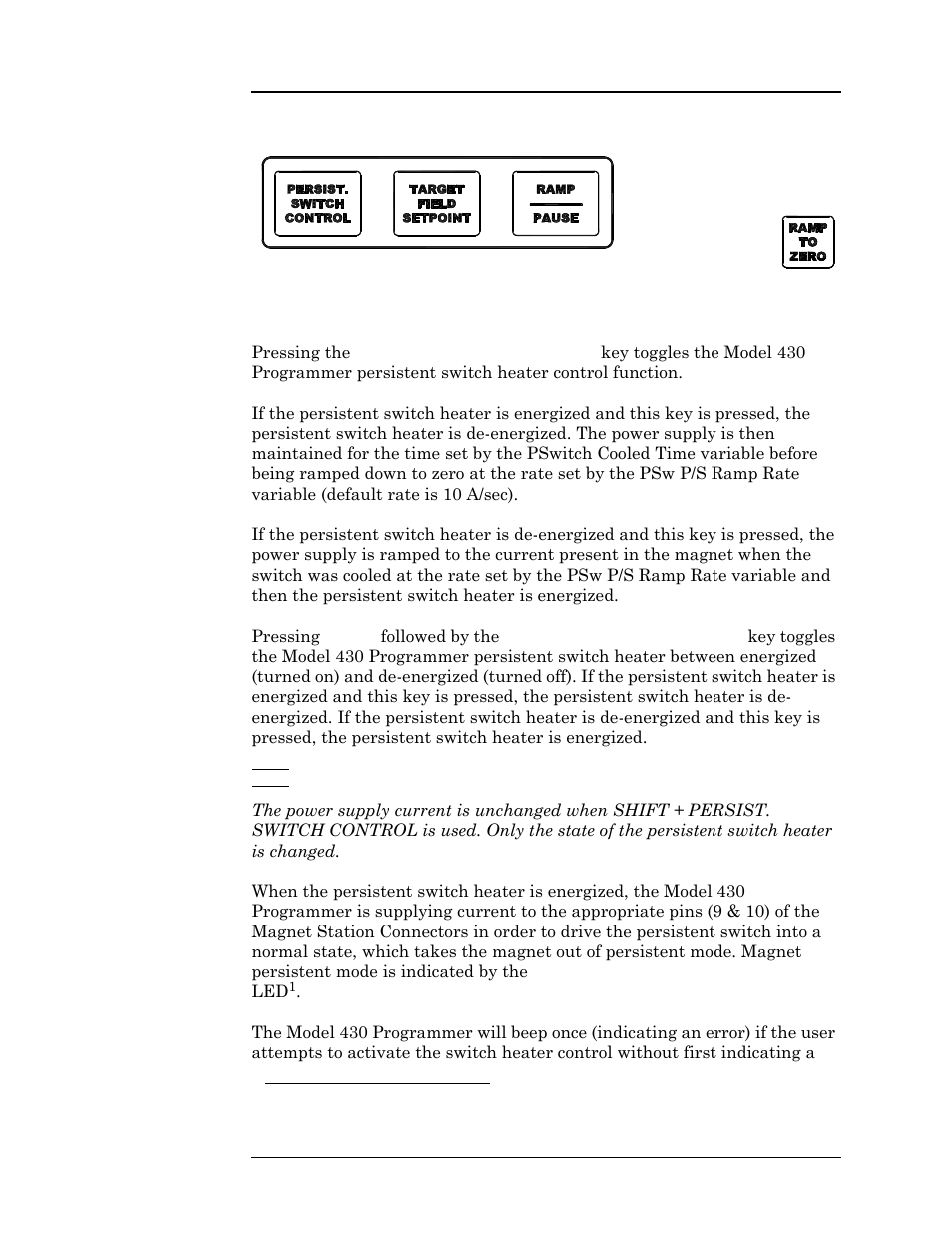 Figure 3-4. single input keys, 1 persistent switch control key, Figure 3-4 single input keys | Operation | American Magnetics 4Q1010PS-430 Integrated Power Supply System User Manual | Page 47 / 214
