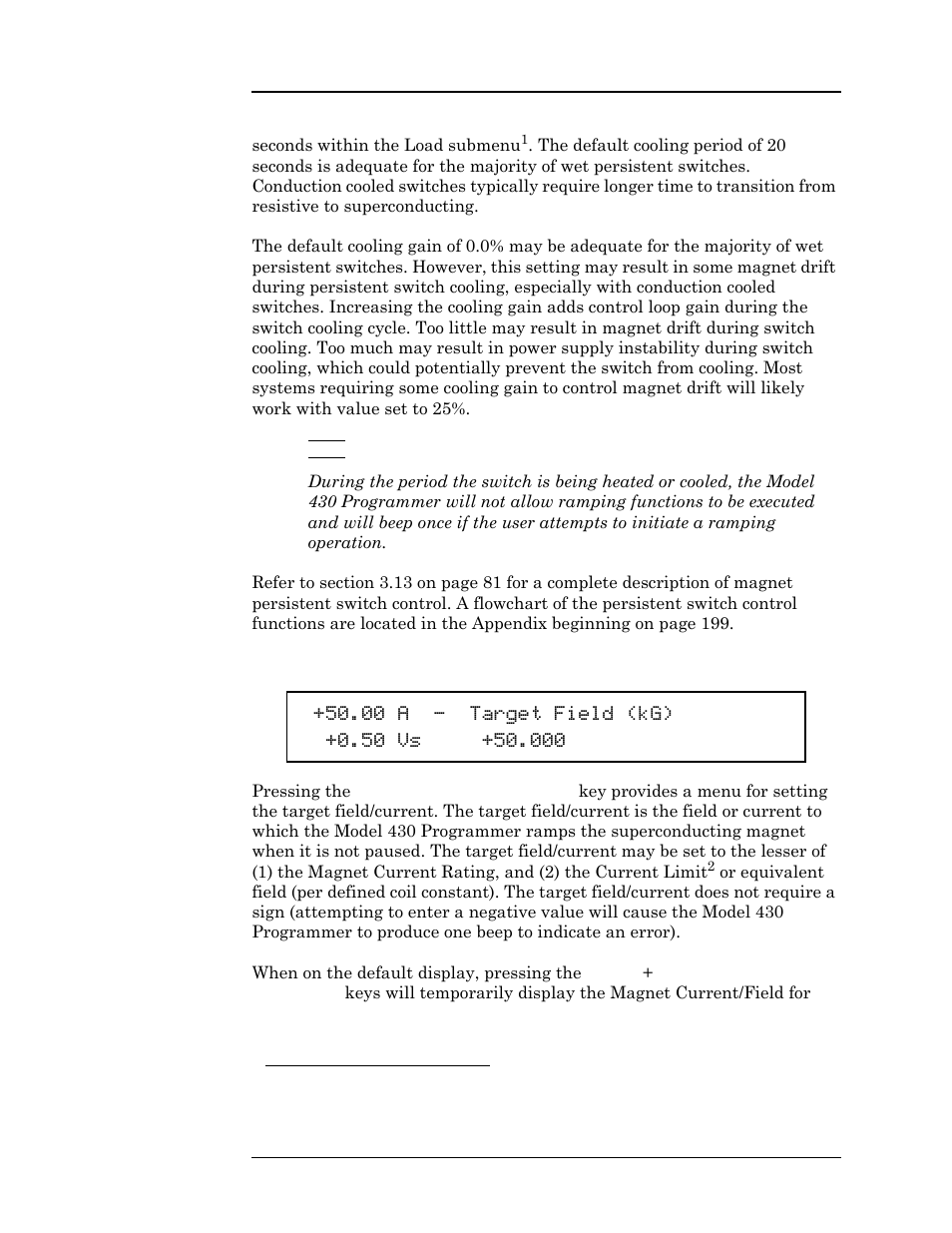 2 target field setpoint key, Operation | American Magnetics 05300PS-430-601 High Stability Integrated Power Supply System User Manual | Page 53 / 226