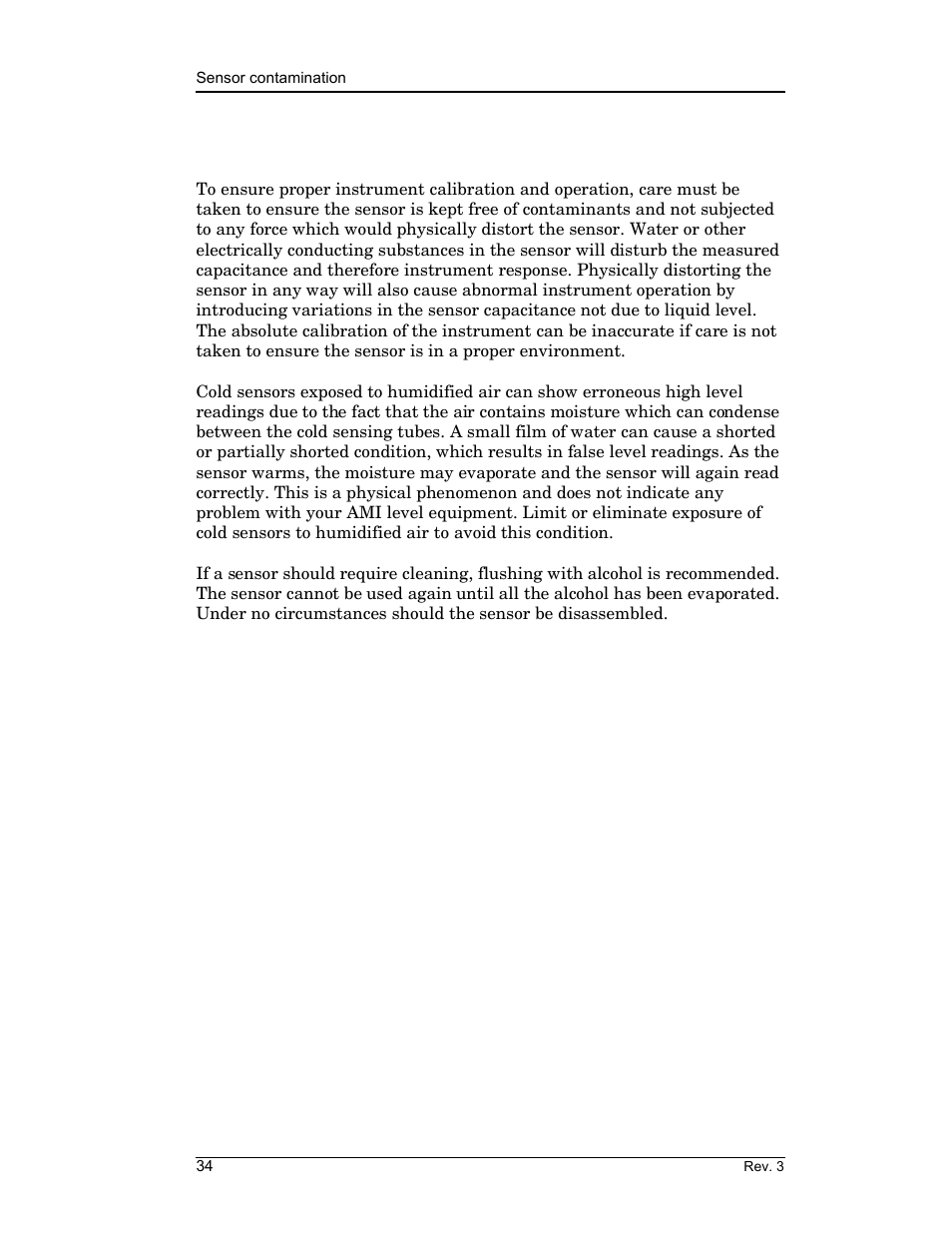2 sensor contamination, Operation | American Magnetics 185 & 186 Liquid Level Instruments (CE-Marked) User Manual | Page 44 / 82