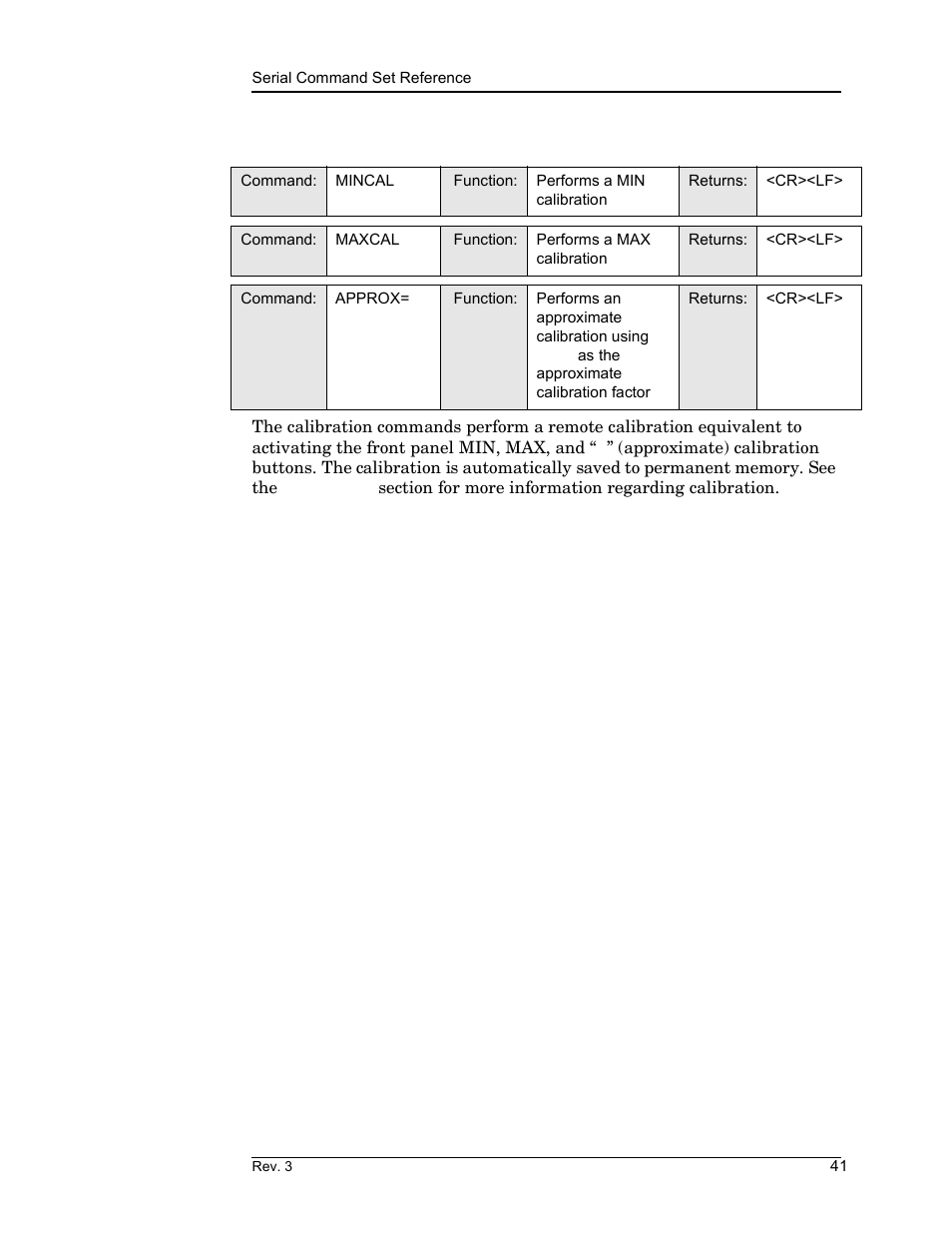 5 commands for performing remote calibration, Remote interface reference | American Magnetics 185 & 186 Liquid Level Instruments (CE-Marked) User Manual | Page 51 / 82
