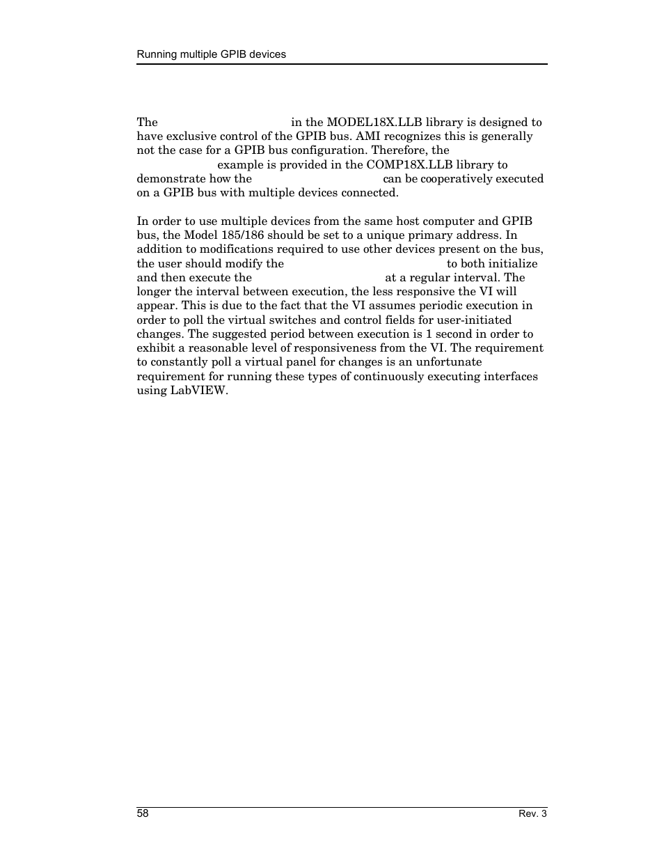 3 running multiple gpib devices, Virtual instrument operation | American Magnetics 185 & 186 Liquid Level Instruments (CE-Marked) User Manual | Page 68 / 82